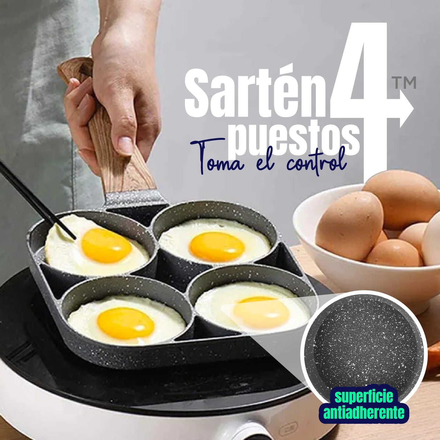 Sarten Antiadherente 4 Puestos Para Huevos Arepas