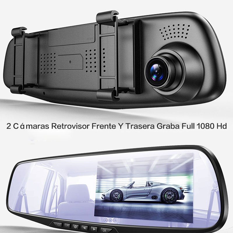 Espejo Retrovisor Con Camara Delantera y Trasera 3EN1 Coche Dash Cam Video  DVR